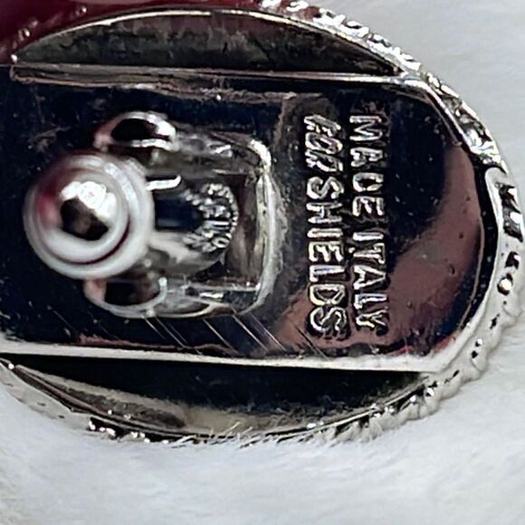 Made in Italy for Shields. Silver plated cuff links with black onyx decor - Picture 6 of 7